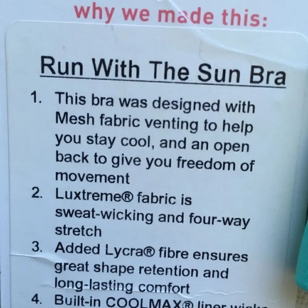 Lululemon Run With The Sun Bra Size 6 Bali Breeze